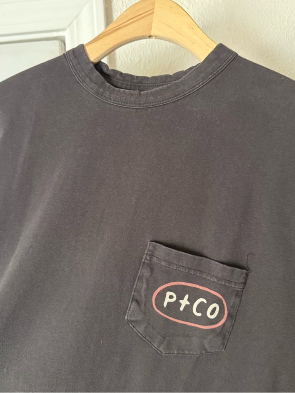 P&CO washed black graphic Mother Nature patch pocket crew neck tee t-shirt - Picture 2 of 7